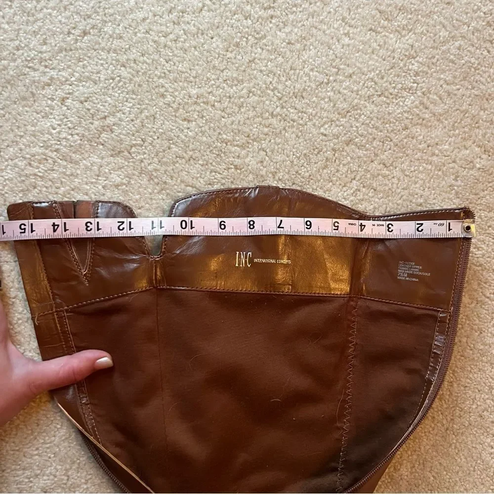 INC International Concepts British tan Leather Riding Boots